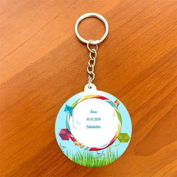 Uçurtma Temalı Daire Plastik Anahtarlık