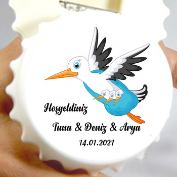 Üçüzler ve Leylek Temalı Hoşgeldin Bebek Kapak  Açacak