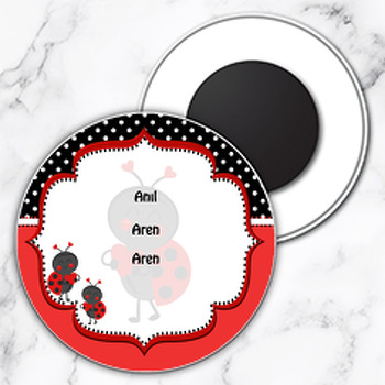 Uğur Böceği 2 Temalı Daire Plastik Magnet