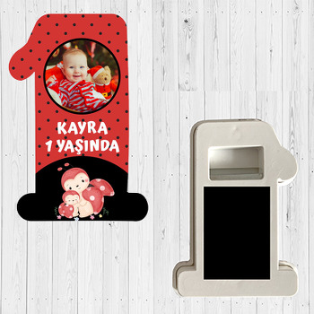 Uğur Böceği Anne Çocuk Temalı Doğum Günü Magnet Açacak