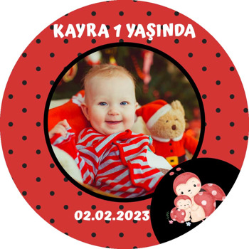 Uğur Böceği Anne Çocuk Temalı Resimli Akrilik Daire Magnet