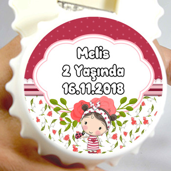Uğur Böceği ve Çilek Kız Temalı Kapak Şekilli Magnet Açacak
