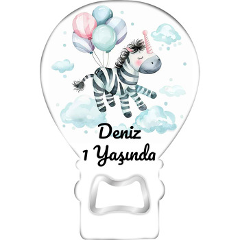 Unciorn Zebra Balonlarla Temalı Balon Ahşap Magnet 
