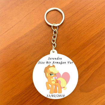 Unicorn At Temalı Daire Plastik Anahtarlık