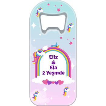 Unicorn İkiz Kız Temalı Uzun Doğum Günü Magnet Açacak