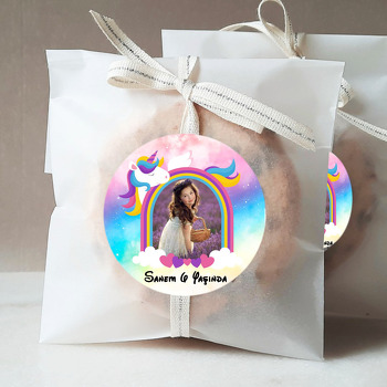 Unicorn ile Gökkuşağı Çerçeve Temalı Sticker