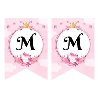 Unicorn ile Pembe Bulutlar Temalı Flama Banner