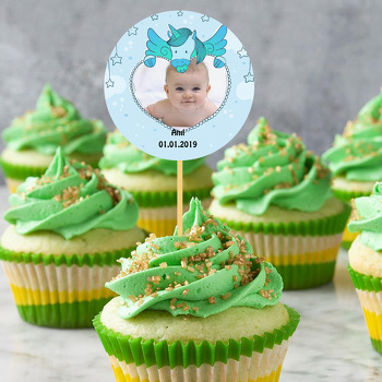 Unicorn Mavi Temalı Resimli Kürdan Süs