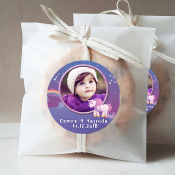 Unicorn Mor Temalı Resimli Sticker