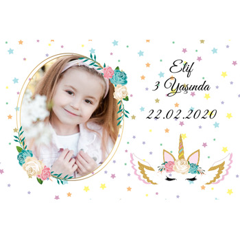 Unicorn Star Temalı Doğum Günü Magnet