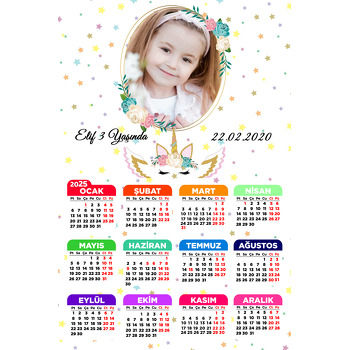 Unicorn Star Temalı Resimli Takvim Magnet