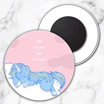 Unicorn Temalı Daire Plastik Magnet