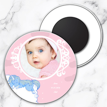 Unicorn Temalı Resimli Daire Plastik Magnet