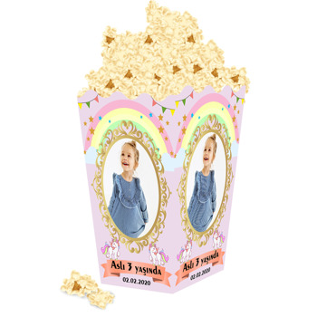 Unicorn ve Gökkuşağı Temalı Popcorn Kutusu