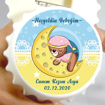 Uyuyan Ayıcık Temalı Kapak Şekilli Magnet Açacak