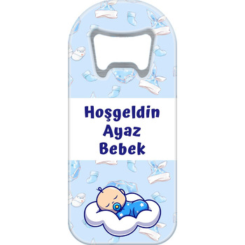 Uyuyan Bebek ile Mavi Kıyafet Fon Temalı Uzun Magnet Açacak