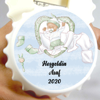 Uyuyan Erkek Bebek Temalı Hoşgeldin Bebek Kapak Açacak
