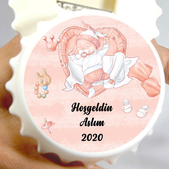 Uyuyan Kız Bebek Temalı Hoşgeldin Bebek Kapak Açacak