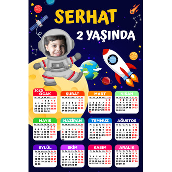 Uzay ile Astronot Yüz Çerçeve Temalı Takvim Magnet