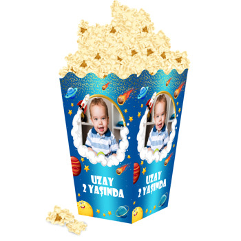 Uzay Mavi Galaksi Temalı Popcorn Kutusu
