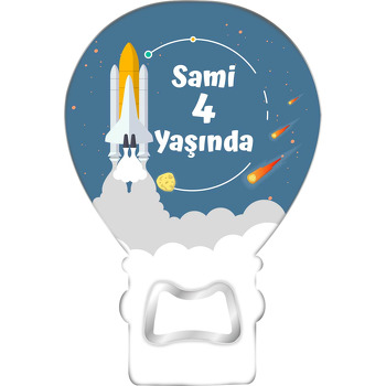 Uzay Mekiği Fırlatma Temalı Balon Ahşap Magnet 