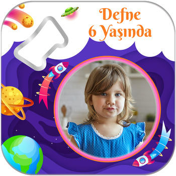 Uzay Mor Galaksi Temalı Kare Magnet Açacak