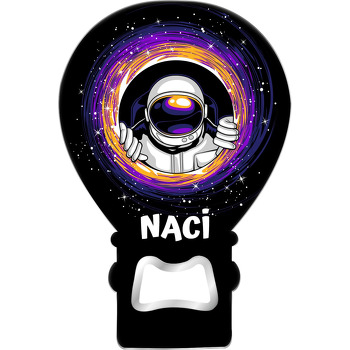 Uzay Penceresi ile Astronot Temalı Balon Ahşap Magnet 