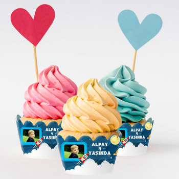 Uzay Temalı Cupcake Sargısı