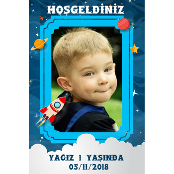 Uzay Temalı Doğum Günü Hediyelik Magnet