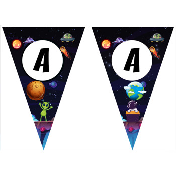 Uzayda Uzaylı ve Astronot Temalı Parti Banner
