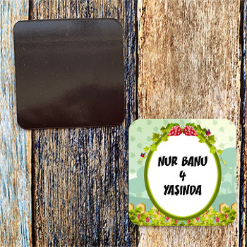 Üzüm Temalı Doğum Günü Kare Magnet