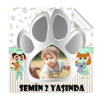 Veteriner Temalı Kare Etiket