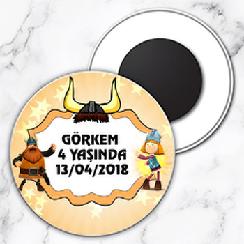 Vikingler Temalı Daire Plastik Magnet