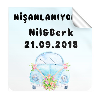 Vosvos Temalı Söz Nişan  Kare Etiket