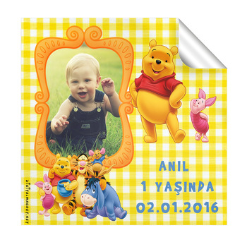 Winnie The Pooh Temalı  Kare Etiket