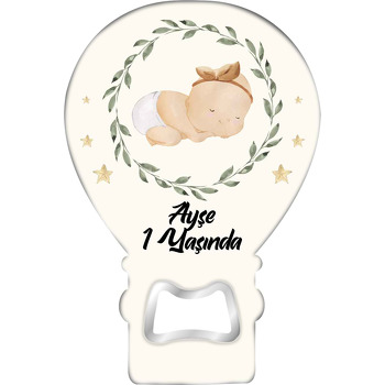 Yavrak Çerçevede Bebek Temalı Balon Ahşap Magnet 