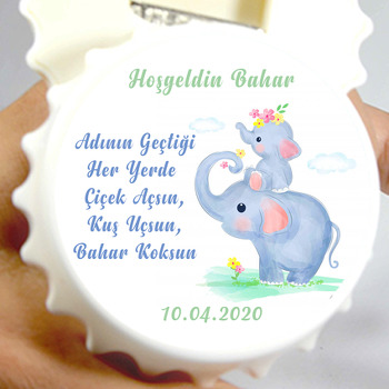 Yavru Fil Ve Anne Fil Temalı Kapak Şekilli Magnet Açacak
