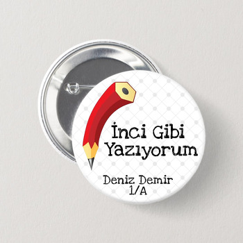 Yazı Yazma ve Kalem Temalı İğneli Buton Rozet
