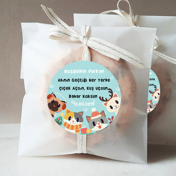 Yeni Yıl Kedileri 2  Temalı Sticker