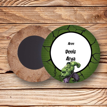 Yenilmezler Hulk Temalı Ahşap Daire Magnet