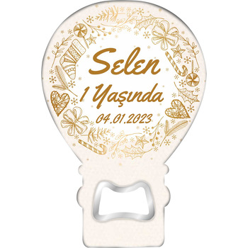 Yeniyıl Eşyaları ile Çizgisel Çerçeve Temalı Balon Magnet Açacak