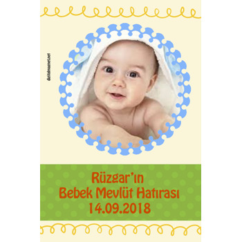 Yeşil Beyaz Temalı Bebek Mevlüdü Magneti