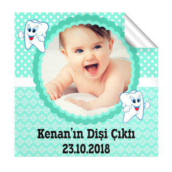 Yeşil Çerçeve Temalı Diş Buğdayı  Kare Etiket