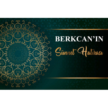 Yeşil Degradeli Fonda Gold Mandala ile Sünnet Temalı Afiş