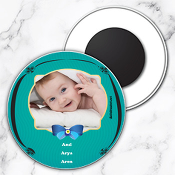 Yeşil Fonlu Temalı Bebek Daire Plastik Magnet
