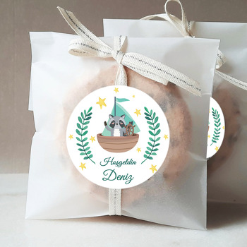 Yeşil Gemili Ayıcık Temalı Hoşgeldin Bebek Sticker