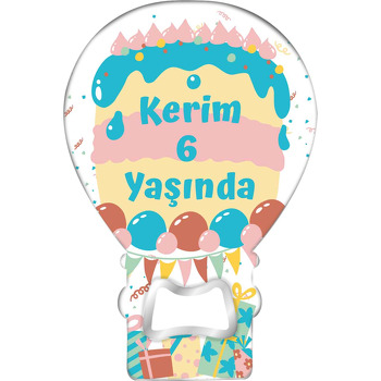 Yeşil Kremalı Pasta Temalı Balon Ahşap Magnet 