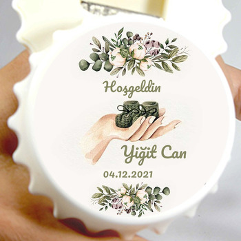 Yeşil Patik ile Yapraklar Temalı Kapak Şekilli Magnet Açacak
