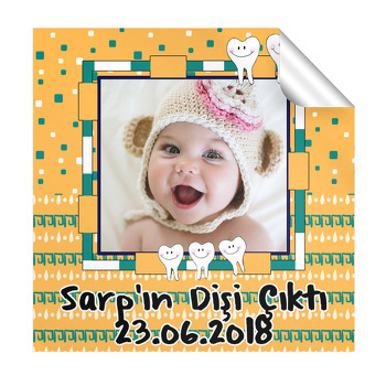 Yeşil Sarı Dama Çerçeveli Diş Buğdayı  Kare Etiket