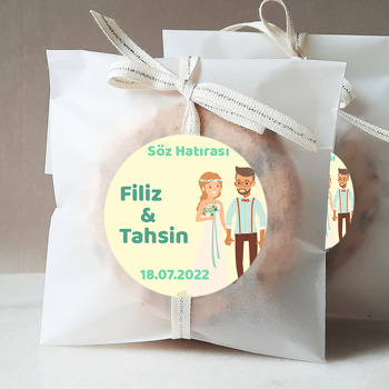 Yeşil Taçlı Gelin ile Damat Temalı Sticker